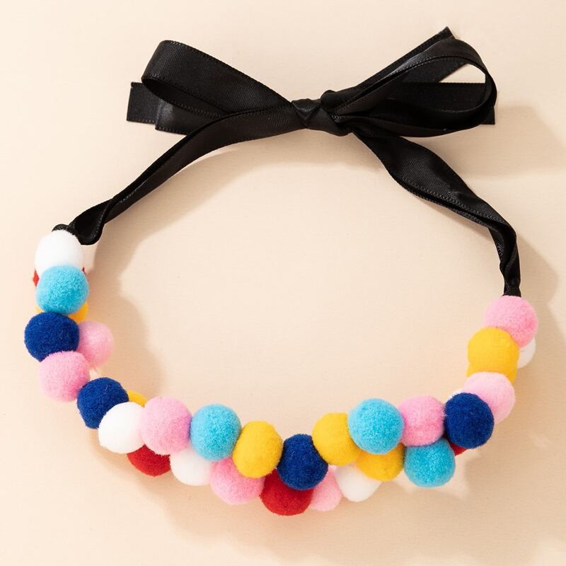 

Pom Pom Tie Back Choker, Multicolor
