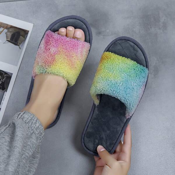 

Men Tie Dye Fluffy Slippers, Multicolor