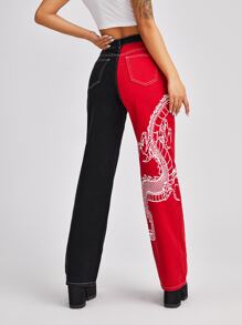 dragon print jeans