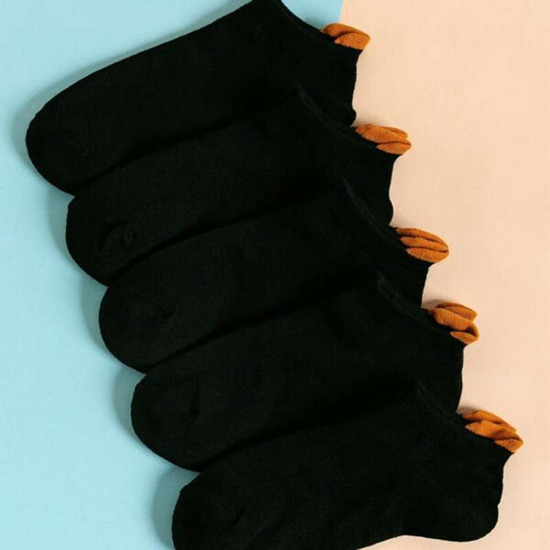 

5pairs Simple Ankle Socks, Black