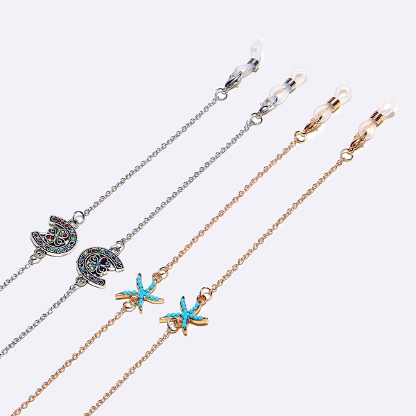 

2pcs Beaded Starfish Decor Glasses Chain, Multicolor