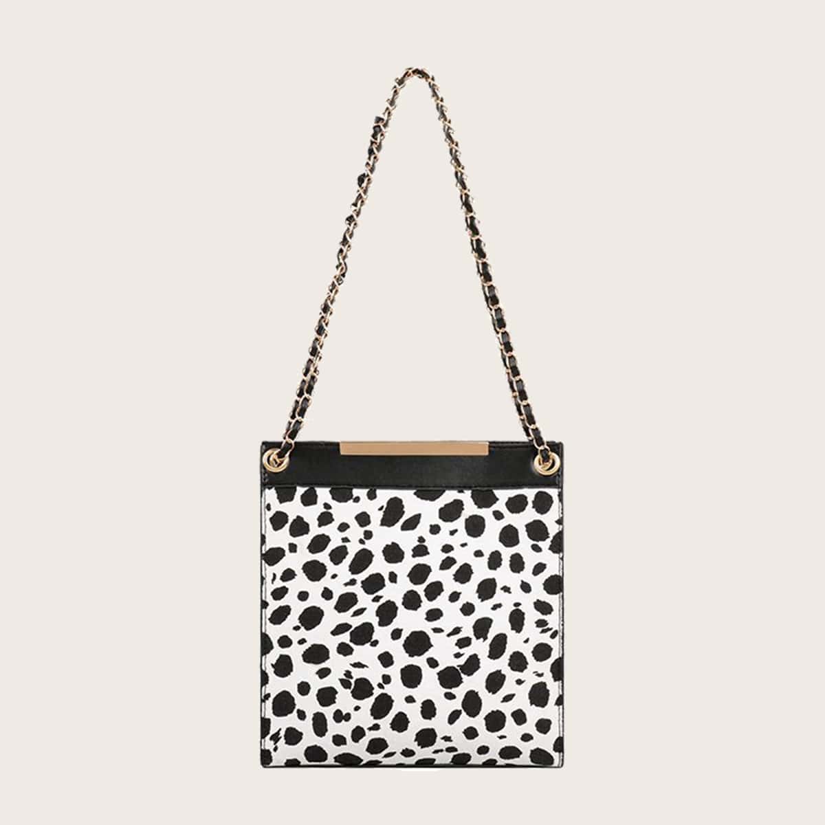 

Dalmatian Chain Tote Bag, Black and white