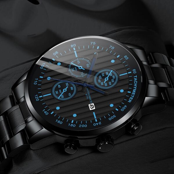 

1pc Men Round Pointer Date Quartz Watch