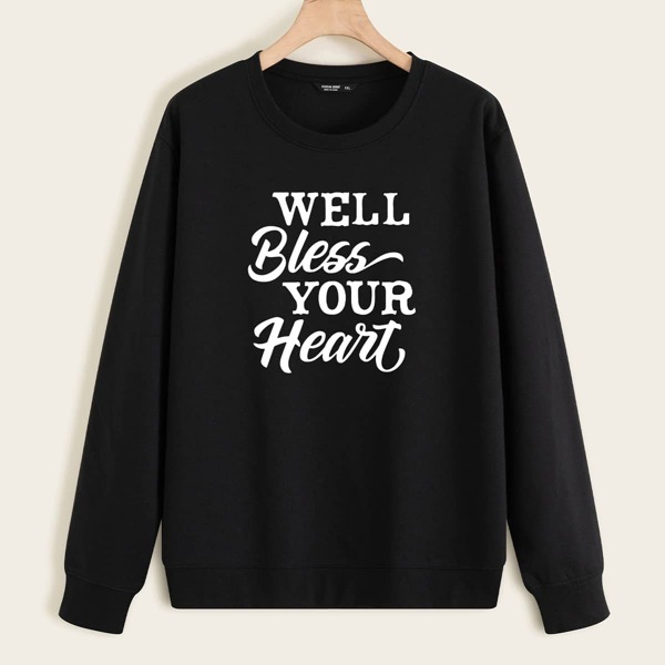 

Plus Slogan Graphic Sweatshirt, Black
