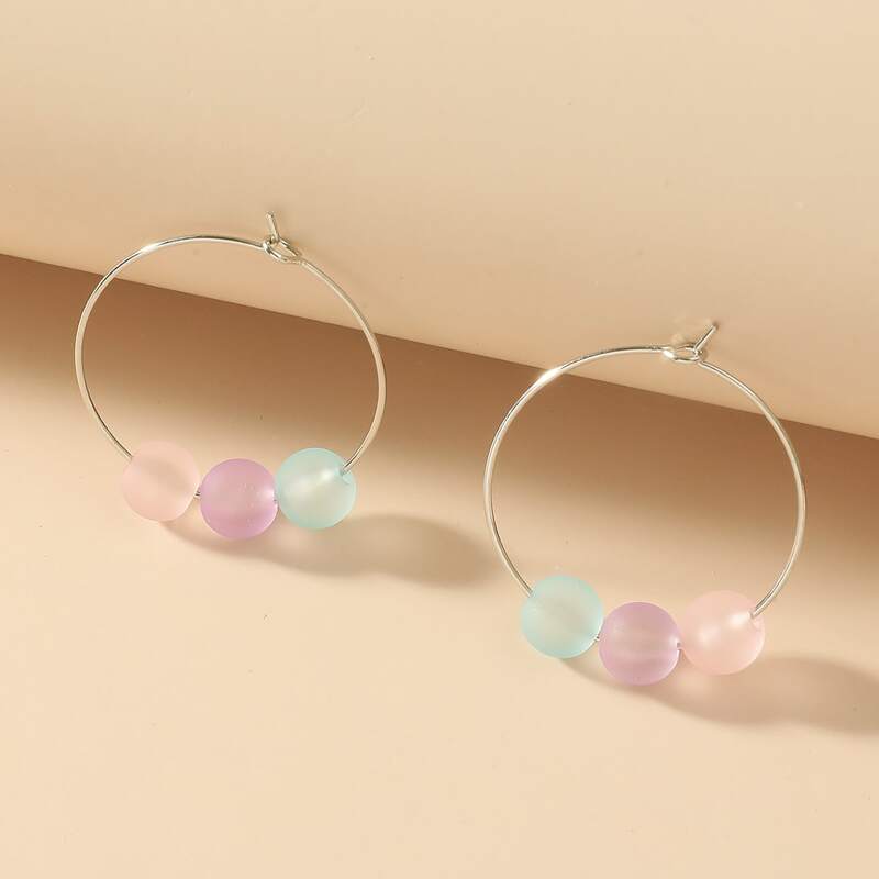 

Colorful Bead Ring Drop Earrings, Multicolor