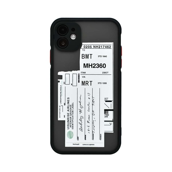 

Ticket Pattern Contrast Frame iPhone Case, Black and white
