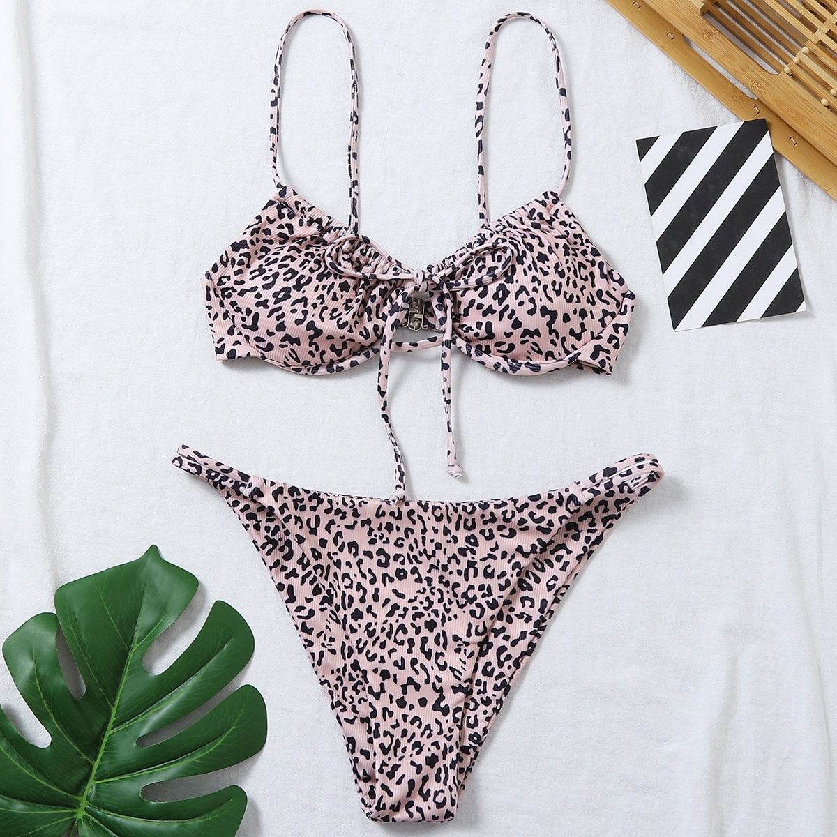 Image of Allover Graphic Knot Tanga Bikini Swimsuit