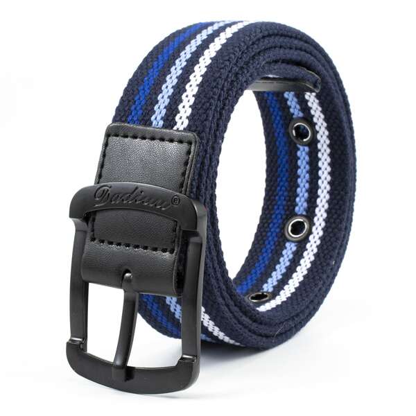 

Men Plain Striped Pattern Belt, Royal blue