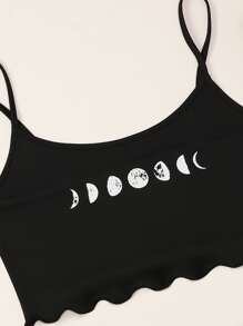 Galaxy Print Lettuce Trim PJ Set / Pajama Set - Black - View 4