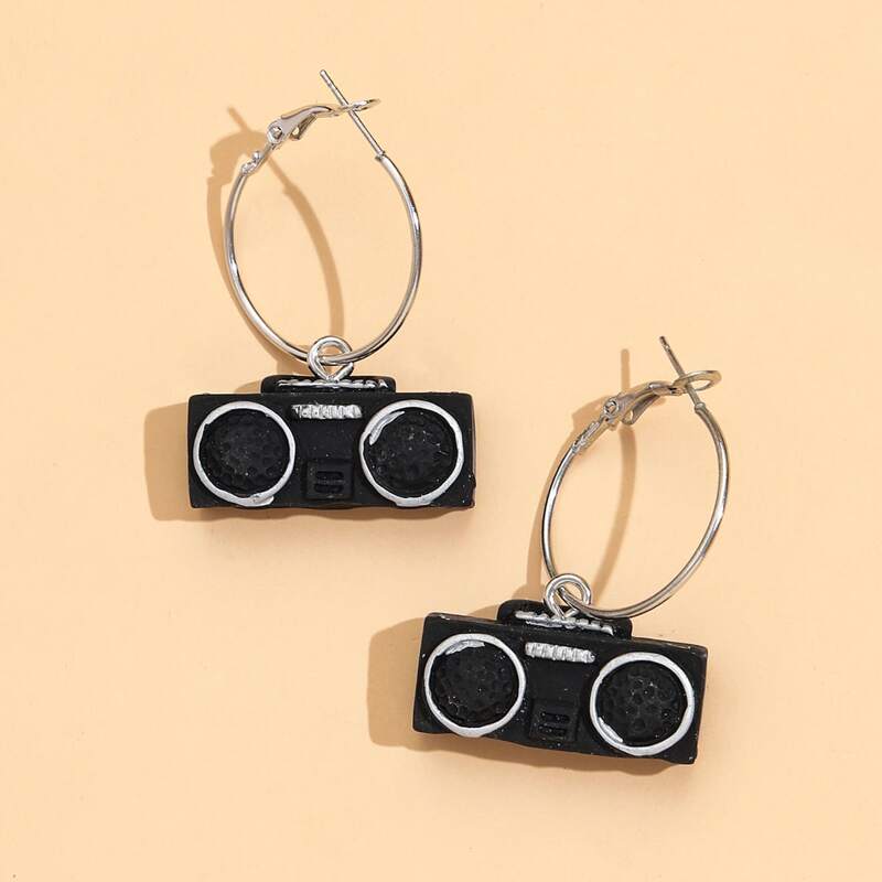 

Radio Hoop Earrings, Black