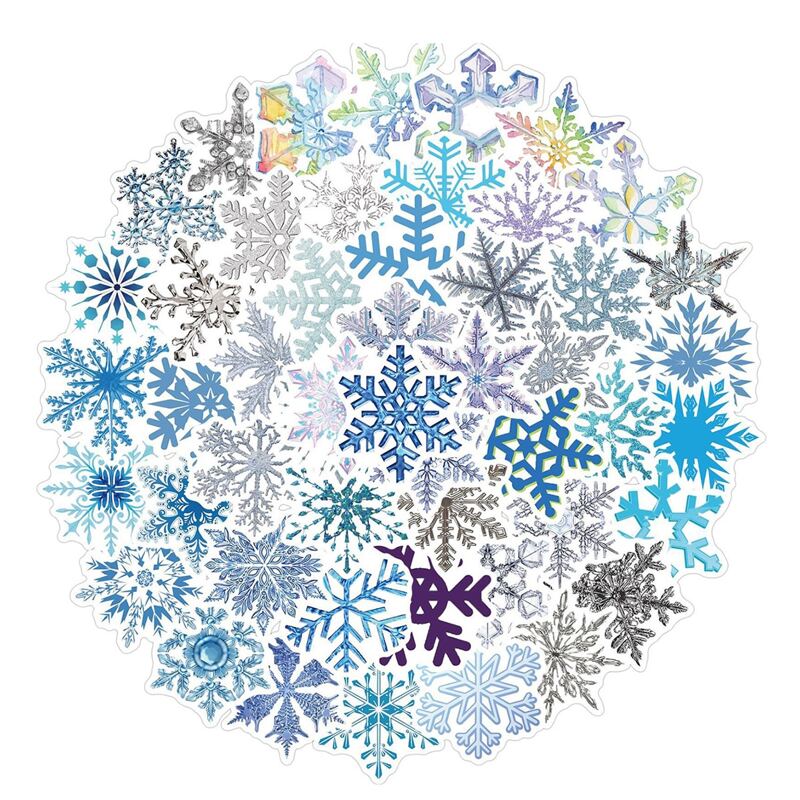 

50pcs Christmas Snowflake Sticker, Multicolor