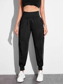 Gameset SHEIN Sport Quần Thể thao Nữ Túi màu trơn - màu đen - Xem 3