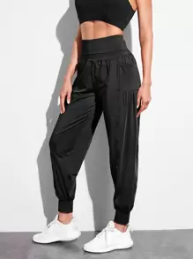 Gameset SHEIN Sport Quần Thể thao Nữ Túi màu trơn - màu đen - Xem 4