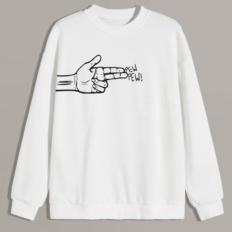 

Guys Letter Gesture Graphic Sweatshirt, White
