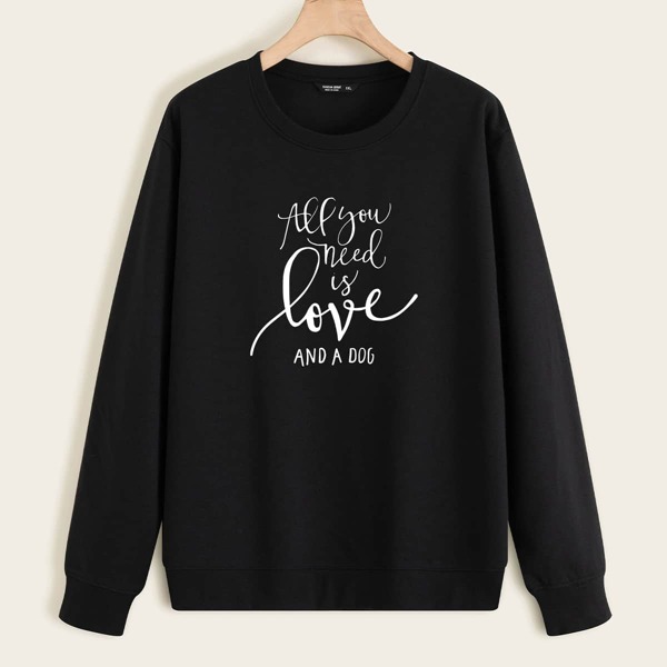 

Plus Slogan Graphic Sweatshirt, Black