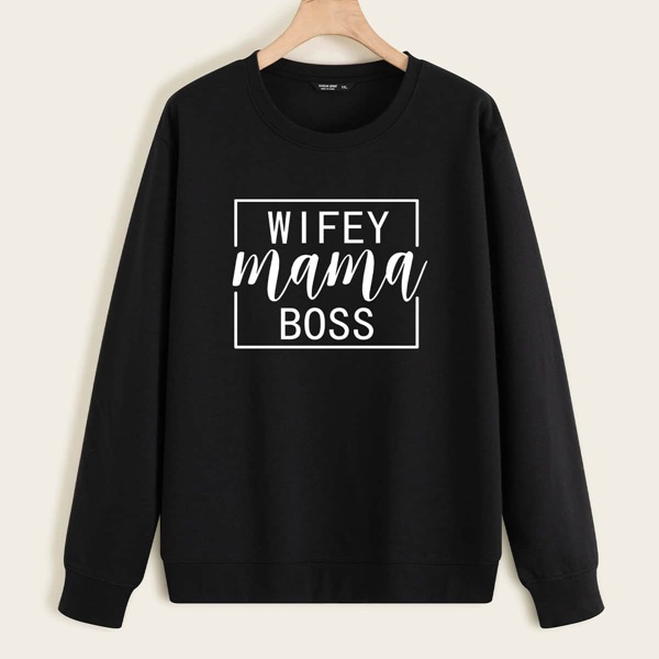 

Plus Letter Graphic Sweatshirt, Black