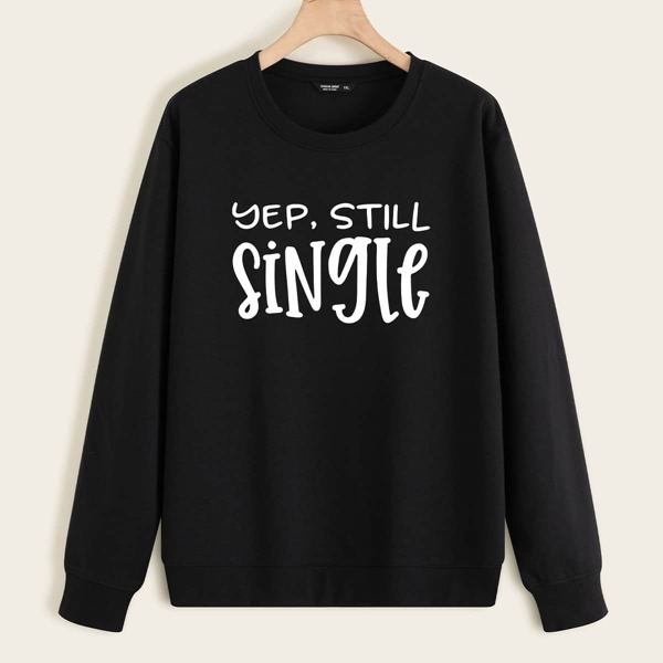 

Plus Slogan Graphic Sweatshirt, Black