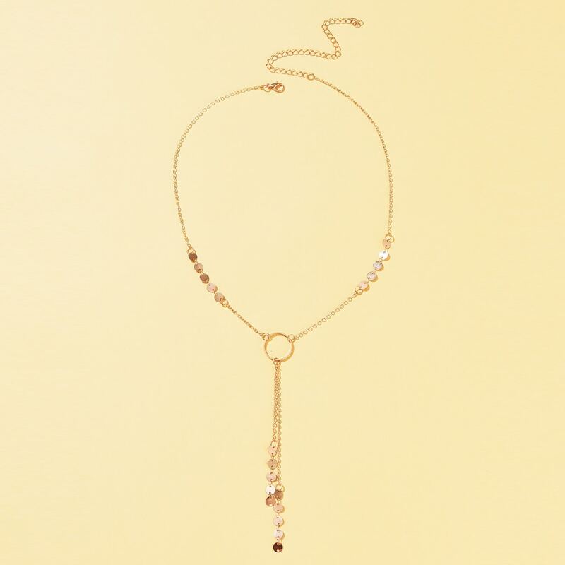 

Ring Linked Y Necklace, Gold