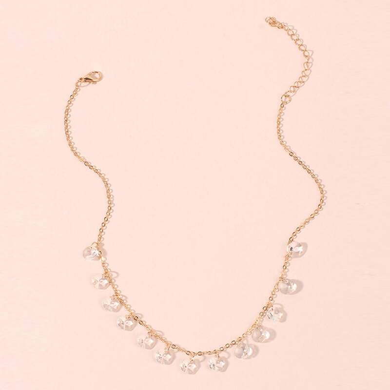 

Crystal Charm Chain Choker, Gold
