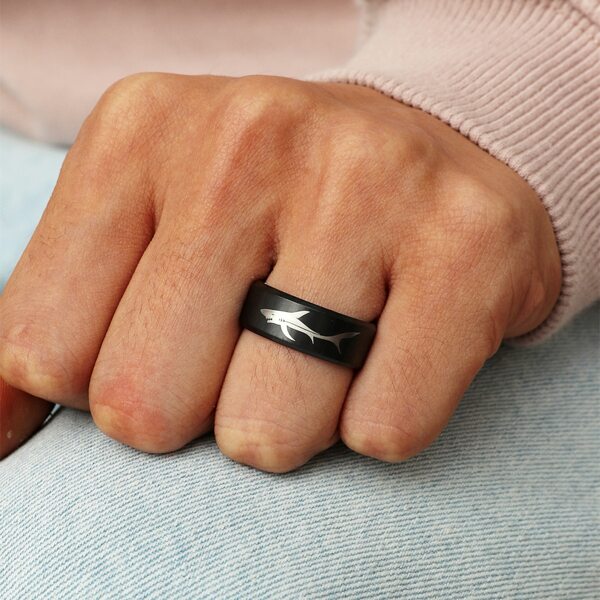 

Men Vintage Titanium Steel Ring, Black