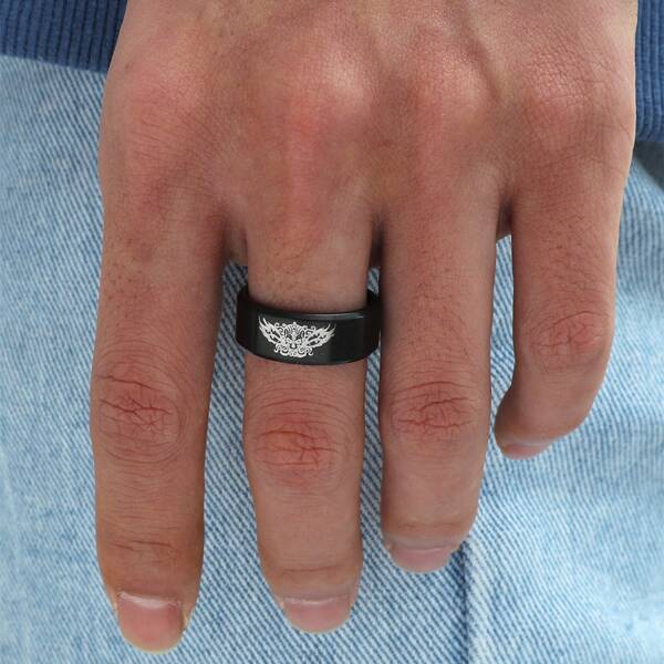 

Men Vintage Titanium Steel Ring, Black