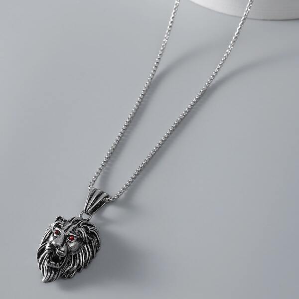 

Men Animal Head Charm Necklace, Silver