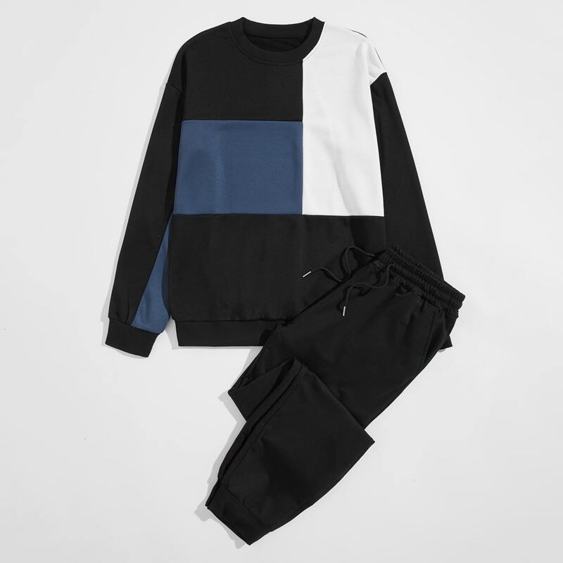 

Guys Color Block Sweatshirt & Sweatpants, Multicolor