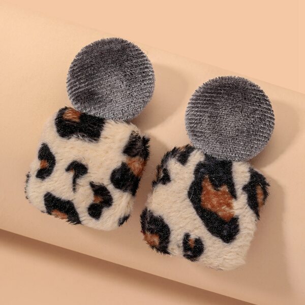 

Leopard Pattern Geo Drop Earrings, Multicolor