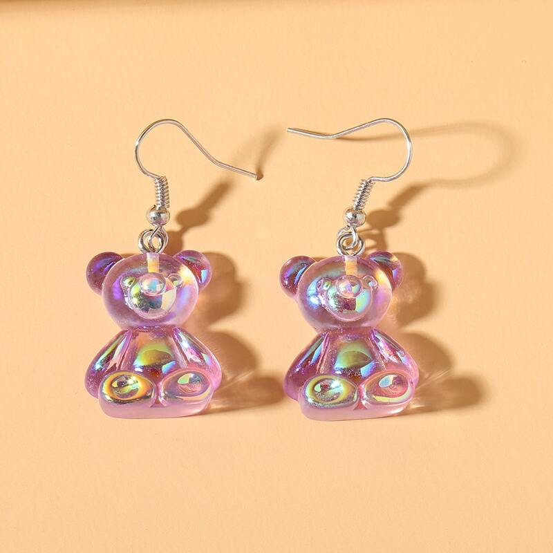

Bear Design Drop Earrings, Multicolor