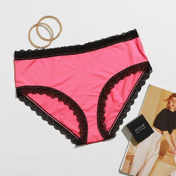 

Plus Lace Trim Panty, Pink