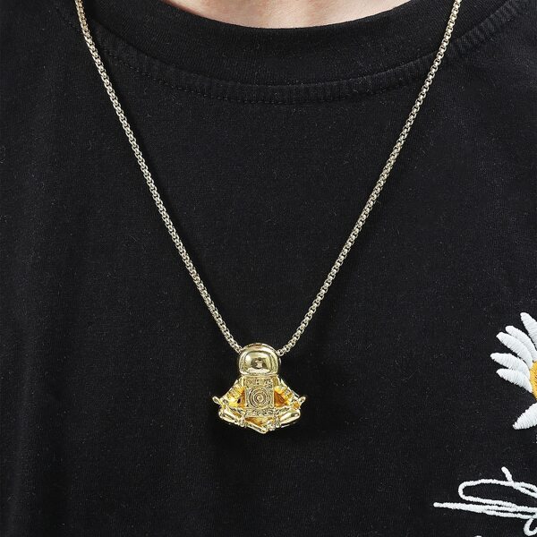 

Men Astronaut Charm Necklace, Gold