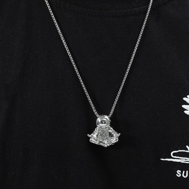

Guys Astronaut Charm Necklace, Silver