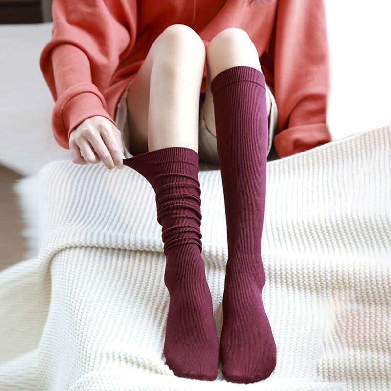 

Solid Knee High Socks, Burgundy