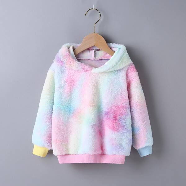 

Toddler Girls Tie Dye Teddy Hoodie, Multicolor