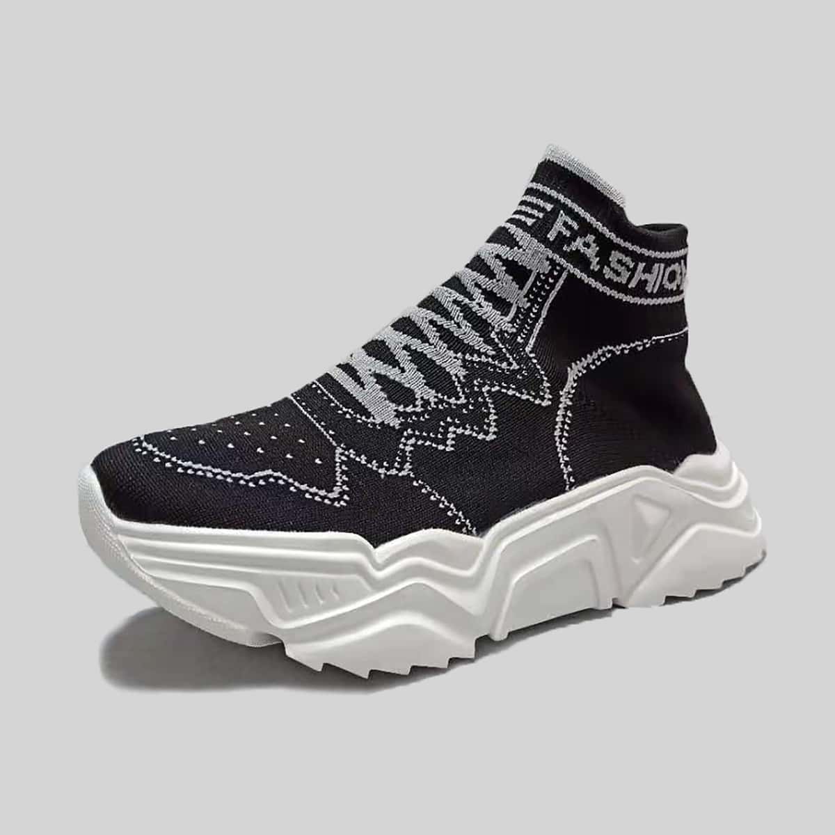 

Guys Letter Graphic High Top Knit Sneakers, Black