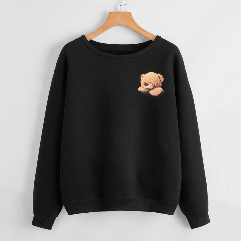 

Cartoon Bear Sweatshirt, Black