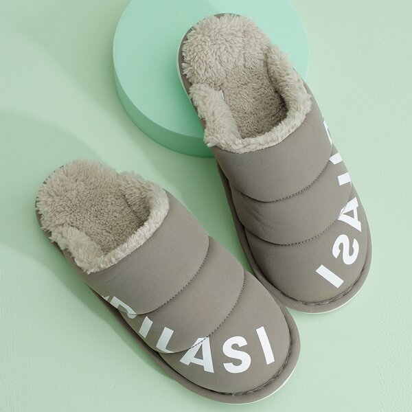 

Men Letter Graphic Bedroom Slippers, Army green