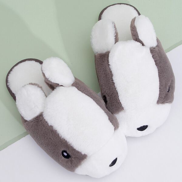 

Men Cartoon Shaped Fluffy Slippers, Coffee brown