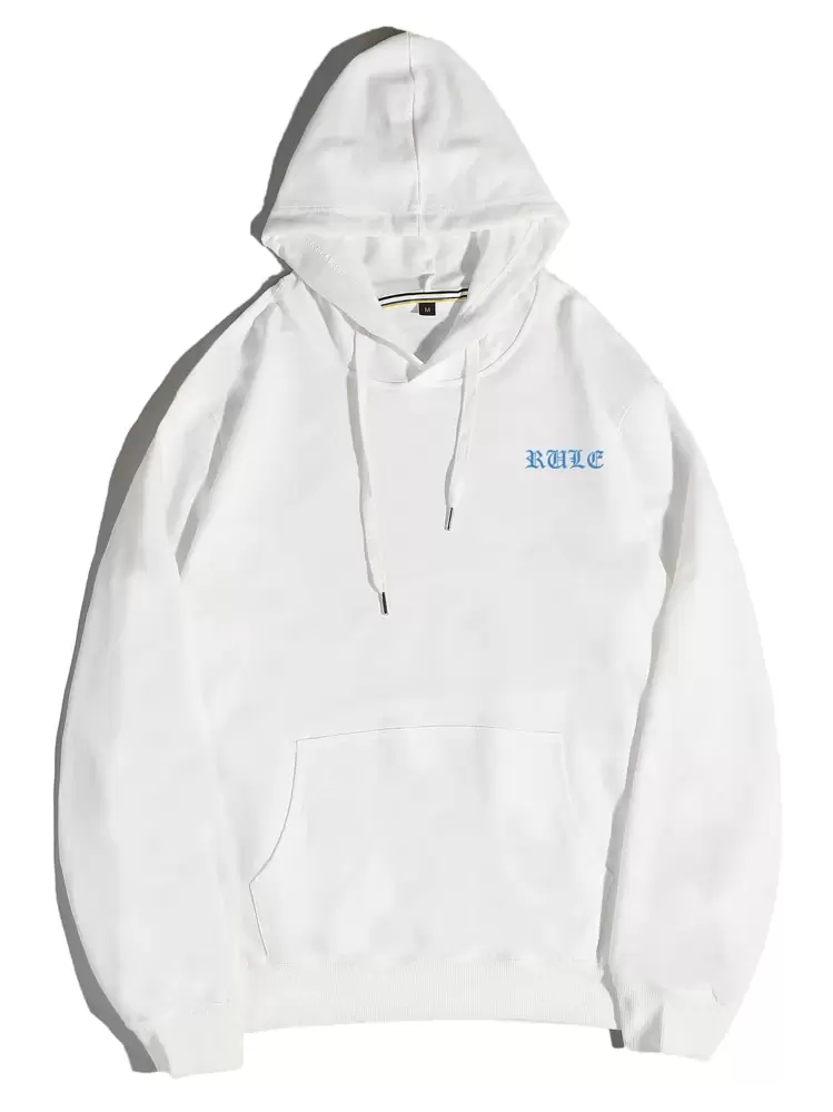Manfinity Capucha con cordón con estampado de letra y ala - Blanco - Añade 2