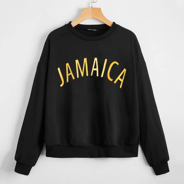 

Drop Shoulder Letter Graphic Sweatshirt, Black