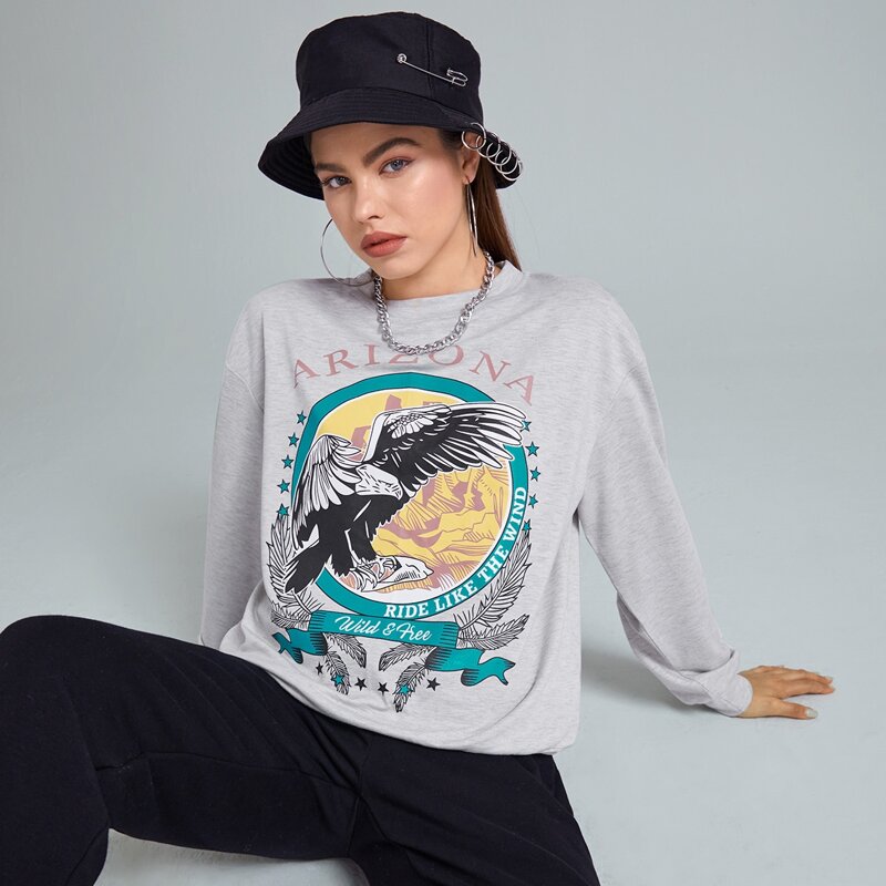 

Letter Eagle Graphic Sweatshirt, Light grey