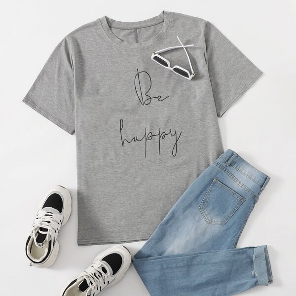 

Plus Slogan Graphic Sleep Tee, Grey