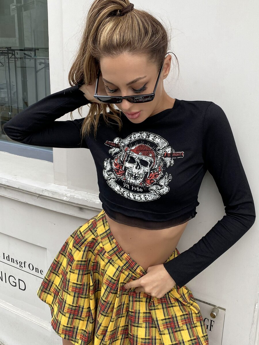 MEYSI KIM Áo thun Tương phản Mesh Lễ Các Thánh Giải trí - màu đen - Xem 1