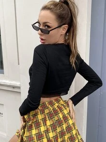 MEYSI KIM Áo thun Tương phản Mesh Lễ Các Thánh Giải trí - màu đen - Xem 2