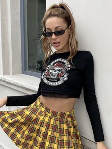 MEYSI KIM Áo thun Tương phản Mesh Lễ Các Thánh Giải trí - màu đen - Xem 4