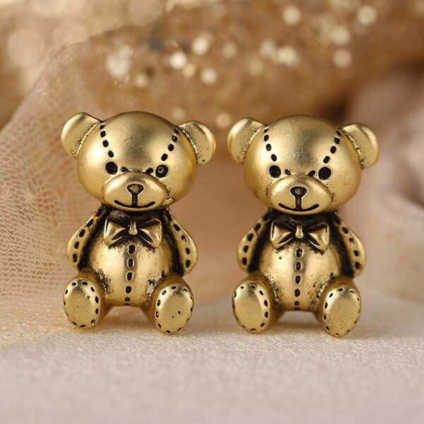 

Bear Stud Earrings, Gold