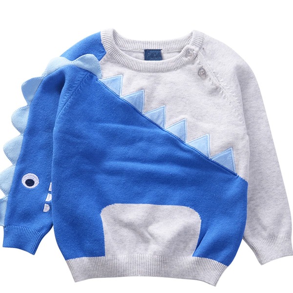 

Toddler Boys Color-block Cartoon Embroidery Sweater, Multicolor