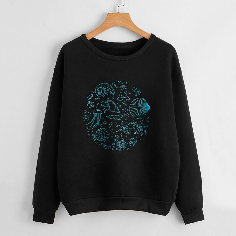 

Cartoon Graphic Sweatshirt, Black