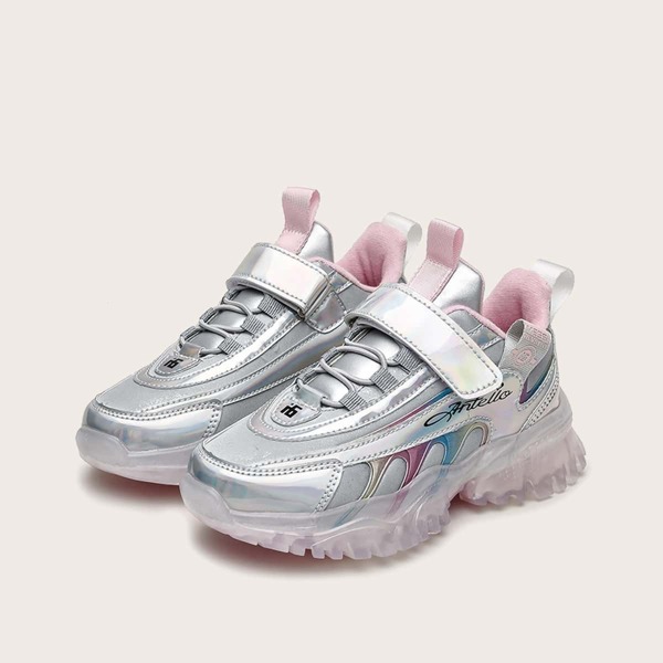 

Girls Holographic Plush Inside Chunky Sneakers, Silver