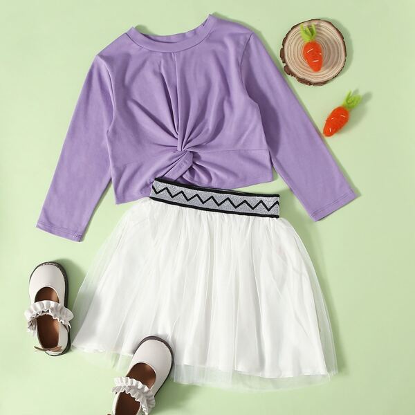 

Toddler Girls Twist Front Tee & Tape Waist Tutu Skirt, Multicolor